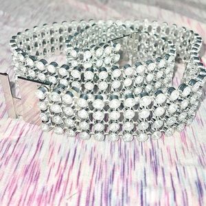 VINTAGE RHINESTONE DIAMOND STUDDED Y2K BLING LATCH ON STRETCHY BELT